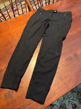 Tory Burch Black Cropped Ankle Trousers with Gold-Tone Pocket Trim
